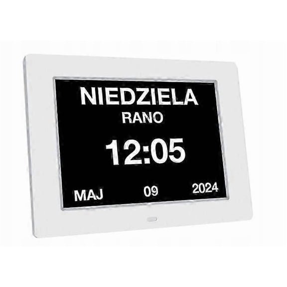 Digital Calendar Clock In Polish Electronic Alarm Clock Medicines 8 Languages