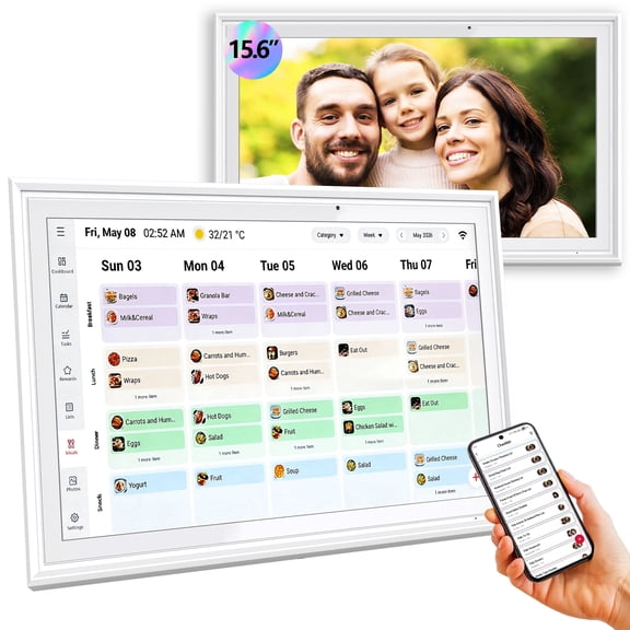 Digital Calendar Wall Planner 15.6 inch, 32GB Electronic Calendar, Smart Touchscreen to Do List/Meal Planner/Digital Photo Frame Function, Organized Schedule