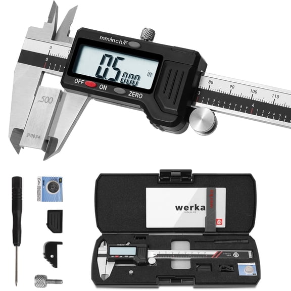 Digital Caliper, 0-6 Calipers Measuring Tool, Auto-Off Micrometer Caliper with 0.001High-Accuracy,Inch/Fraction/Millimeter Conversions Button,4 Ways, Stainless Steel Construction