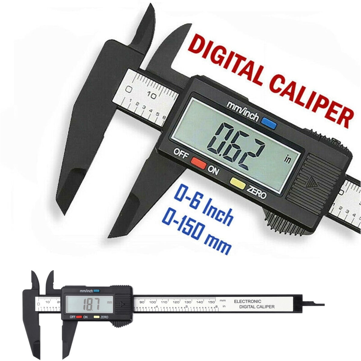 Adoric Vernier Caliper Digital Caliper,150MM 6 Inch Calipers Measuring Tool  - Electronic Micrometer Caliper with Large LCD Screen, Auto-off Feature,  Inch and Millimeter 