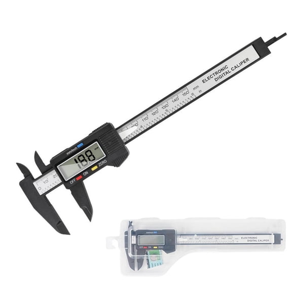 Digital Caliper, 0-6 Inch Plastic Measuring Tool with Large LCD Screen, Auto - Off Feature, Carbon Fiber Composite Vernier Caliper for Woodworking and Jewelry Measurement