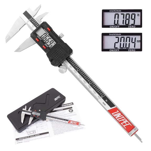 Digital Caliper 6 inch, Stnless Steel Vernier Micrometer Measuring Tool with Large LCD Display, Easy Inch/Metric Conversion, Precision Gauge for Machinists, Woodworking & DIY