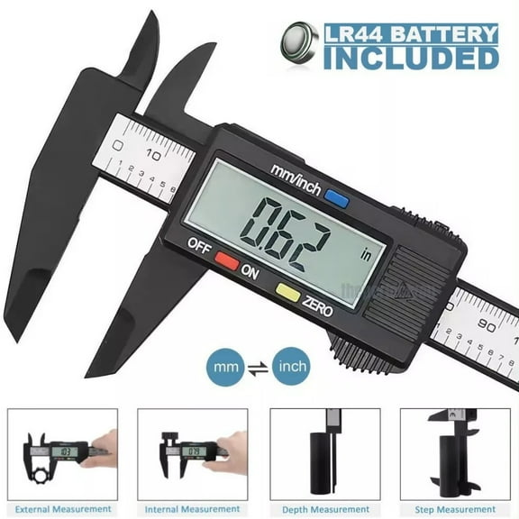 Digital Caliper, Caliper Measuring Tool with Stainless Steel, Electronic Micrometer Caliper with Large LCD Screen, Auto-Off Feature, Inch and Millimeter Conversion (6 Inch/150 mm)