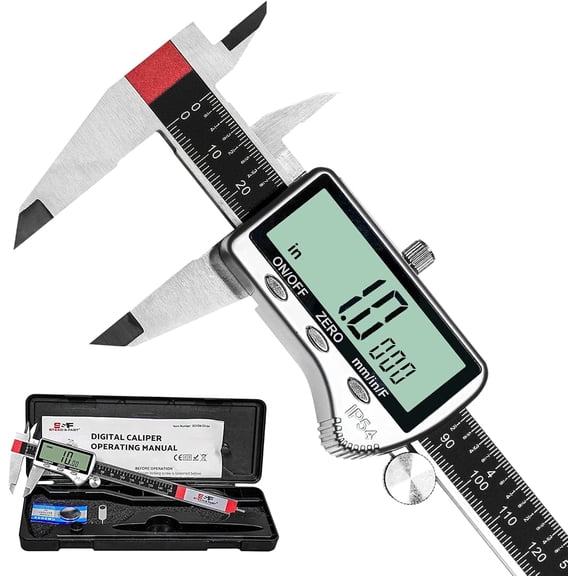 Digital Caliper Measuring Tool 6 inch with Extra Large LCD Screen DCXD6-SS-54, Vernier Micrometer IP54, Measures Inch Metric Fraction by