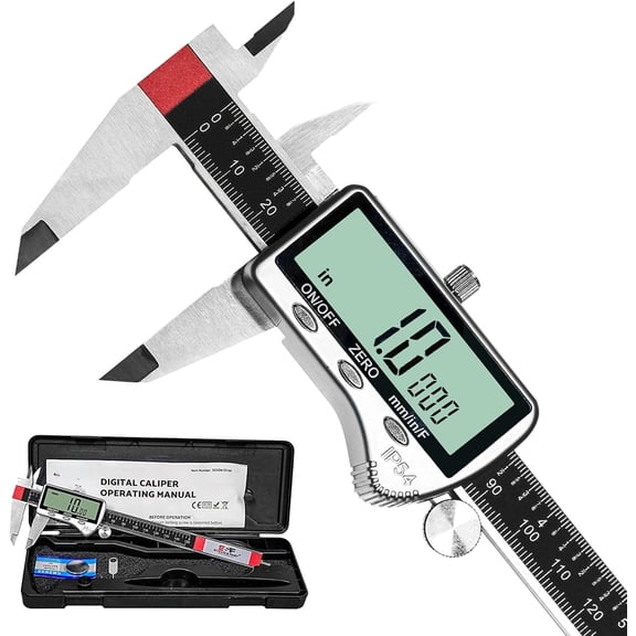 Digital Caliper Measuring Tool 6 inch with LCD Screen DCXD6-SS-54, Vernier Caliper Digital Micrometer IP54, Measures Inch Metric Fraction by