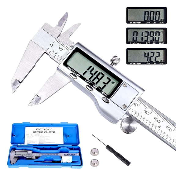 Digital Caliper Measuring Tool,Caliper Tool with Stainless Steel, Micrometer Dial Vernier Digital,Large LCD Screen, IP54 Splash Proof, Auto-Off Feature,6 Inch/150mm