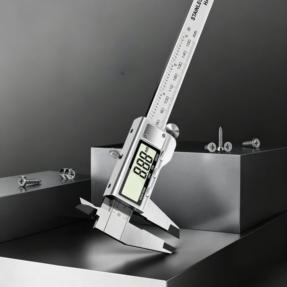 Digital Caliper Measuring Tool, Stainless Steel Vernier Caliper Digital Micrometer with Large LCD Screen, Easy Switch from Inch Metric Fraction, 6 Inch Caliper Tool for DIY/Household