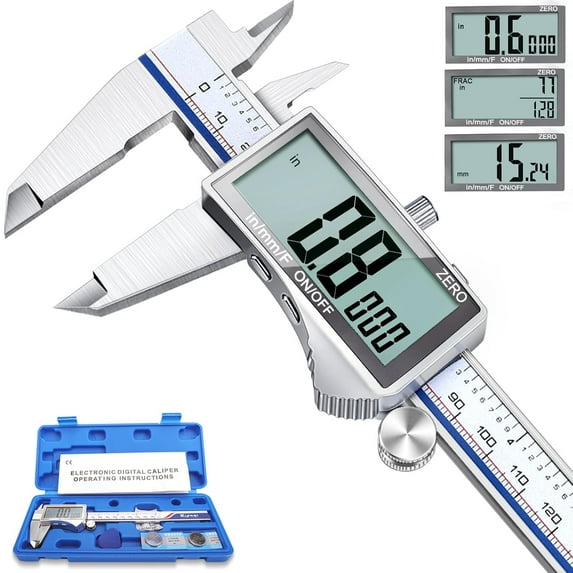 Digital Caliper with Micrometer Caliper with Large LCD Screen, 6 Inch