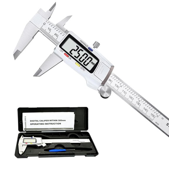 Digital Caliper, Stainless Steel Measuring Tool, Electronic Vernier Caliper Micrometer, Inch and Millimeter Conversion, 6 Inch/150mm Large LCD Screen, for Jewelers/Craftsmen/DIY