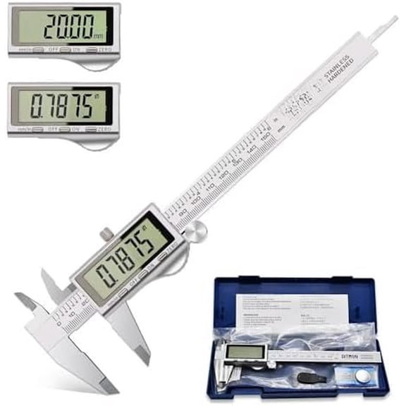 Digital Caliper, Vernier Calipers Measuring Tool, Stainless Steel Digital Calipers with Large LCD Screen, 6 inch/ 150mm, Auto - Off, Inch/mm Conversion