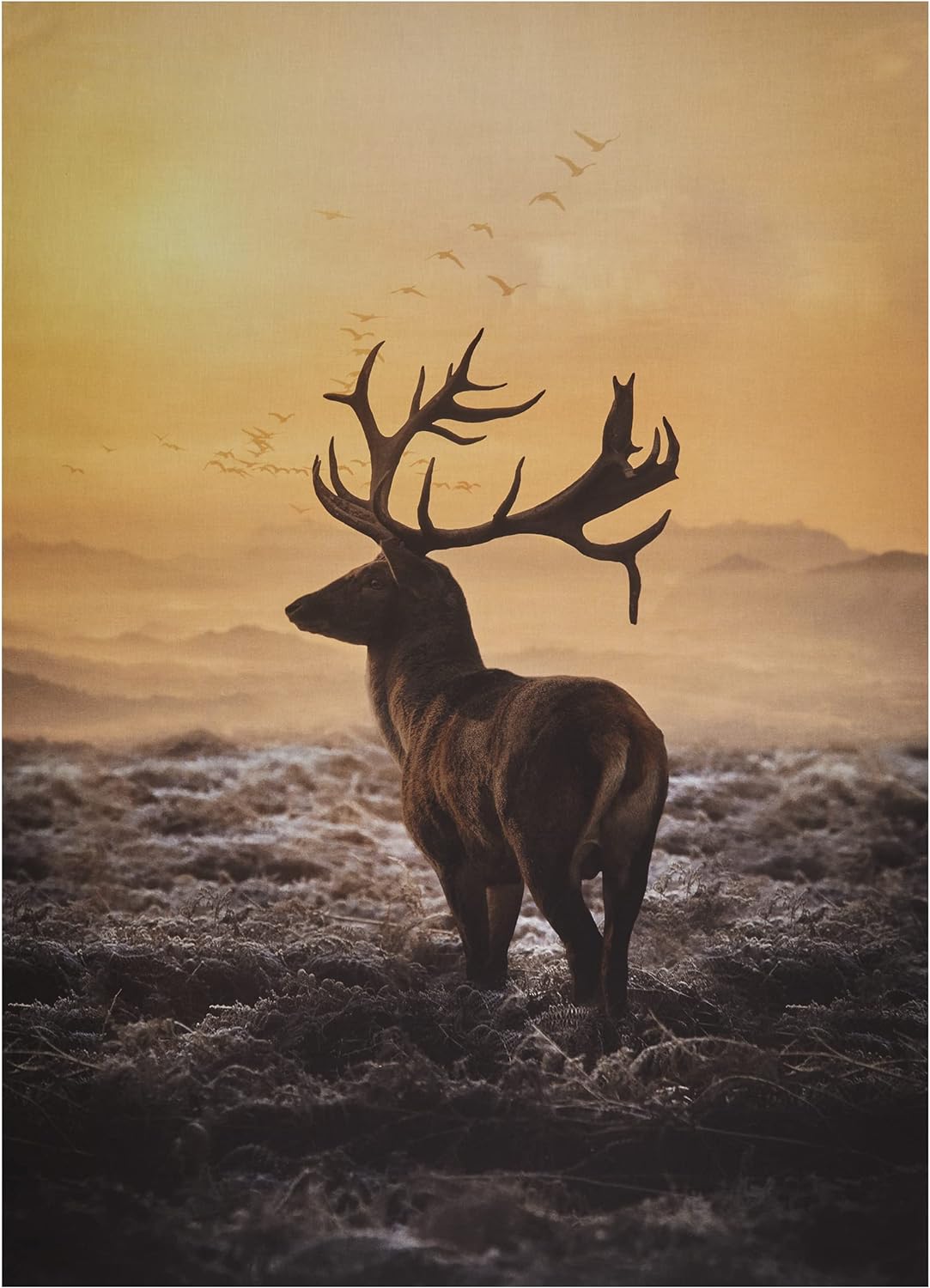 Digital Call Of The Wild Elk 30.75" Panel Sunset, Fabric By The Yard