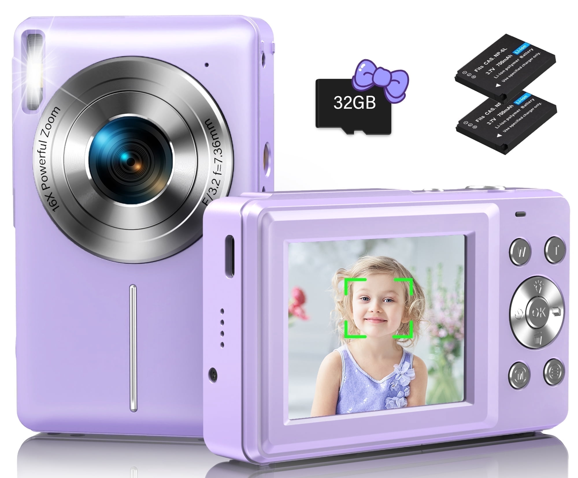 Digital Camera 44MP 1080P Video 32GB TF Card,  Vintage Camcorder Date Stamp Retro Camera,  Portable Vlogging Point and Shoot Camera for Beginners Kids  (Purple)