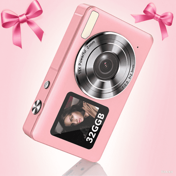 Digital Camera 1080P Vidio,UHD 4K 44MP Point and Shoot Digital Cameras with 32GB SD Card and 18X Digital Zoom Anti Shake Camcorder Date Stamp Retro Photos Vlogging Point Camera for Girls Boys