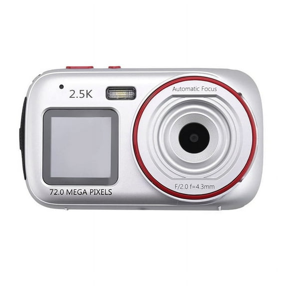 Digital Camera 16x Zoom Dual Screen 72MP HD with MP3 Player Function Auto Focus for Kids Silver