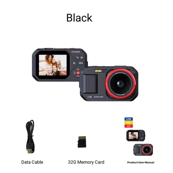 Digital Camera 2.5K Resolution with Hotpot WiFi, Auto Focus Lens for Easy Capture, 1000mAh Rechargeable Battery, MP3 Mode for Music Listening, Perfect Gift for Life Recording And Junior Photograph.