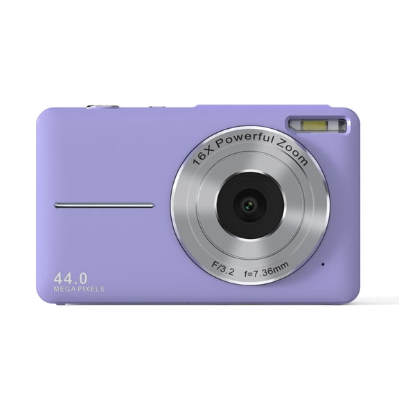 Digital Camera, 44MP, 1080P Video, 16X Zoom, Purple Compact Camera