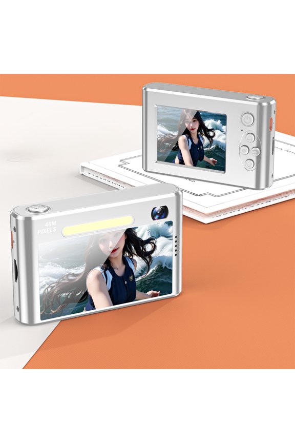 Digital Camera 4K 48MP Compact Camera, Autofocus Anti Shake 8X Zoom Night Flash Selfie Mirror Screen OTG Transfer, Portable Camera for Travel Beginners Vlogging Vacation