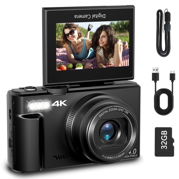 Digital Camera 4K 64MP Photography Camera 18X Digital Zoom with Wifi & 3-inch Flip Screen Vlogging Cameras for Teens Beginner Adult