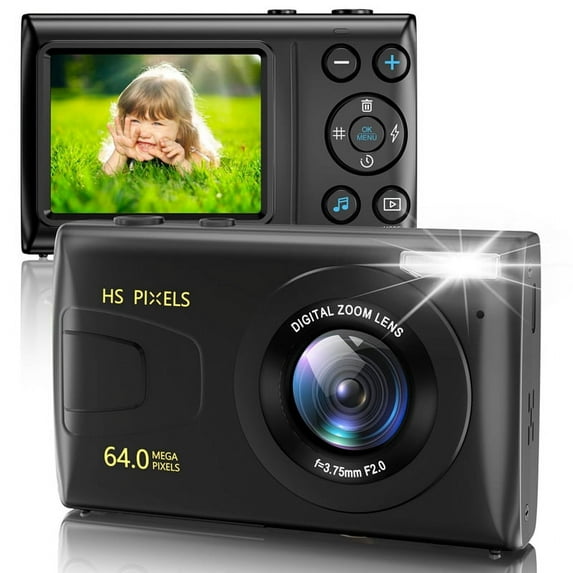 Digital Camera, 4K Children Camera for Photography, 64MP MP3 Player Camera, 2.8Inch IPS Screen, Auto Focus (Black),1 x Digital Camera,Black