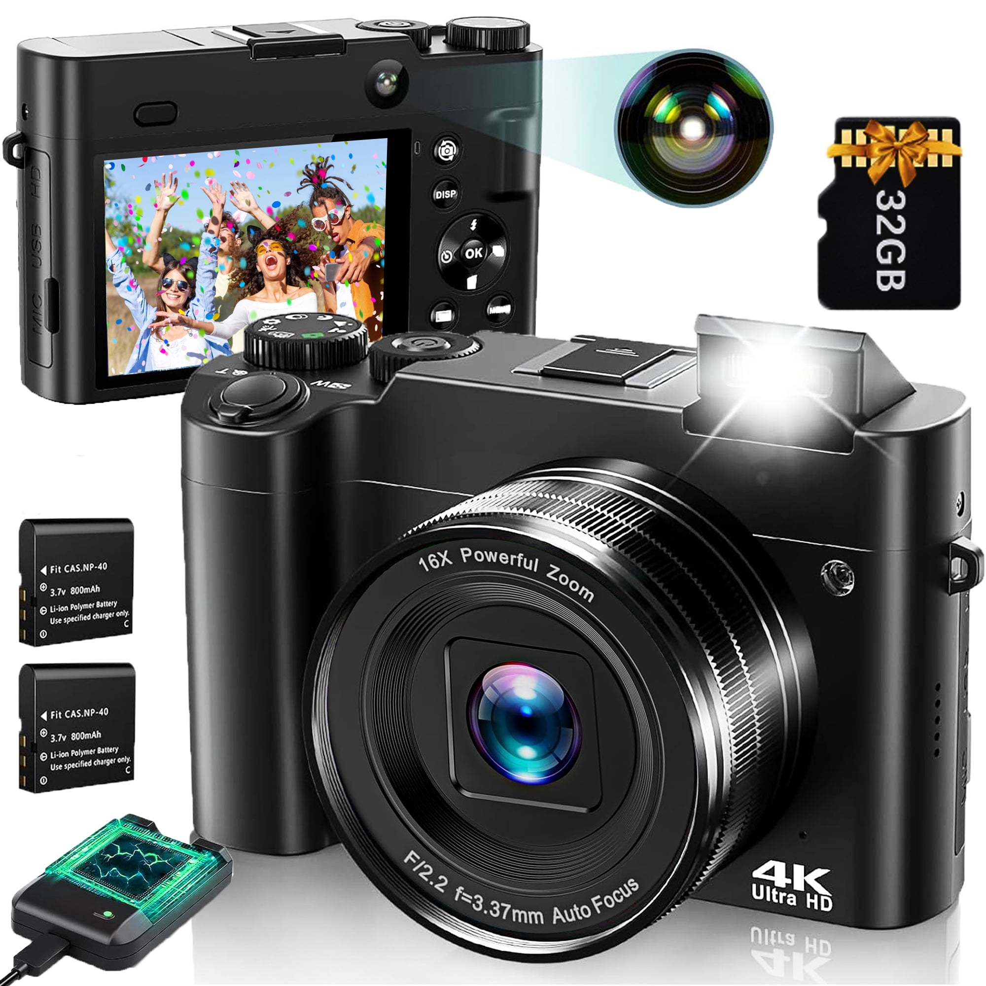 4K Video Camera Camcorder with Upgraded Anti-Shake, 48MP WiFi YouTube Camera for high quality