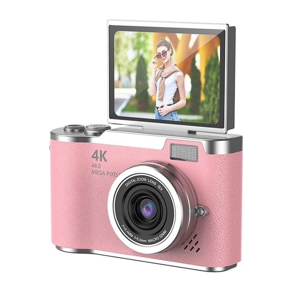 Digital Camera, 4K Video, 48MP, Flip Screen, Pink Compact Camera