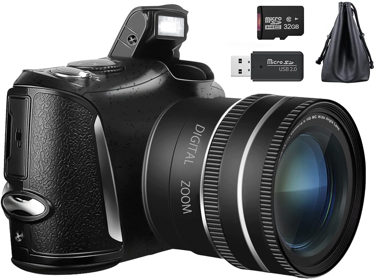 4K Digital Camera 48MP 16X Vlogging Camera  Camcorder w/ Wide Angle  Lens