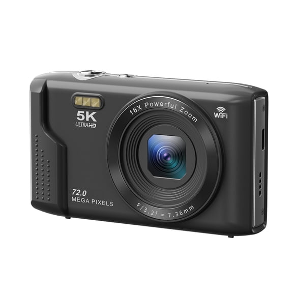 Digital Camera 72MP Vlogging Camera 16X Zoom Video Recorder 2.8inch LCD Screen for Teens Adult Beginner (Black)