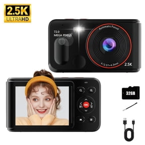 Digital Camera, AF Lens Camera, MP3 Palyer & Camera Combo, 72MP Resolustion, 16X Digital Zoom with Built-In Battery, Gift for Teens, Girls, Boys