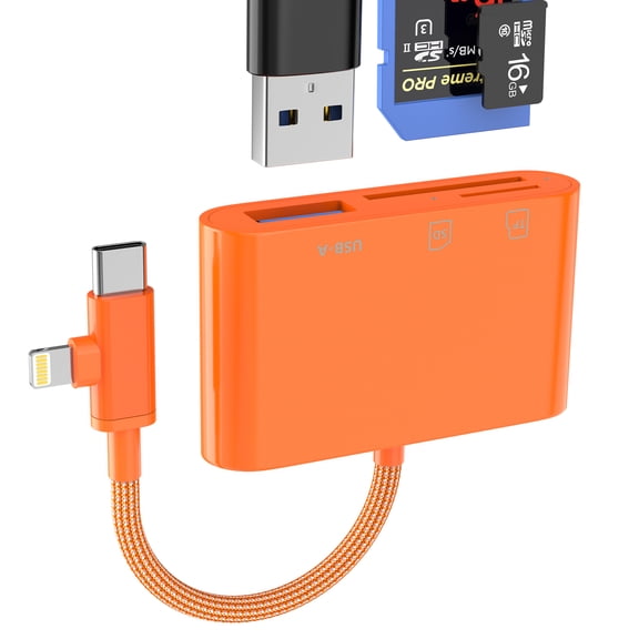Digital Camera Adapter SD Card Reader USB-C for iPhone 17 16 15 14 Pro Max Compatible with Samsung Memory Stick Micro SD OTG 3.0 Lightning to USB Flash Drive Photo Transfer Cable TF Storage Converter