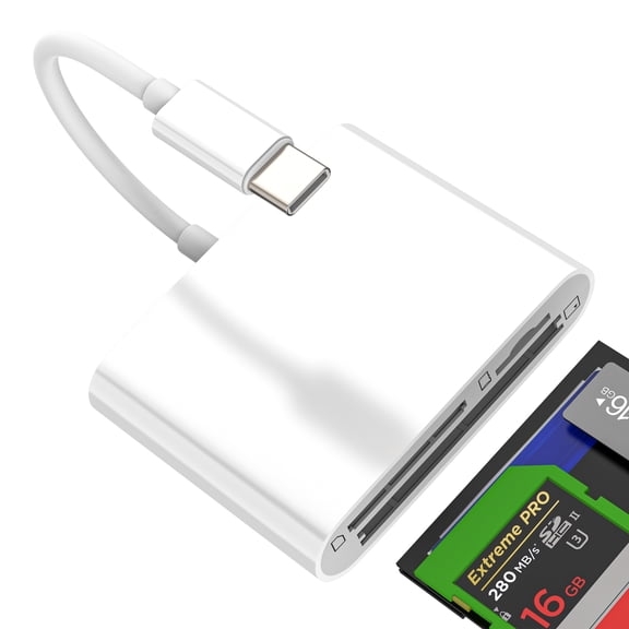 Digital Camera Adapter for iPhone 17 16 15 Pro Max(3 in 1)USB C to Micro SD TF CF Card Reader Female Memory Stick Android Type-C Compact Data Transfer for iPad Compatible for Samsung Galaxy Computer