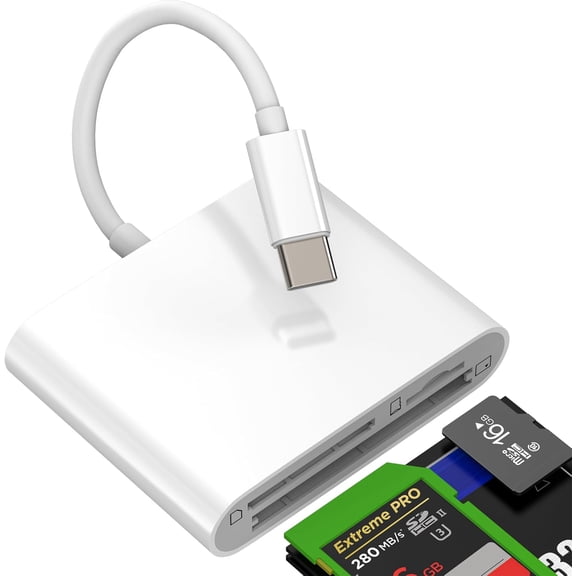 Digital Camera Adapter for iPhone 17 16 15 Pro Max(3in1) USB C to SD Card Reader CF Micro SD Memory Stick for Computer Laptop Storage Portable Slot Adapeter Converter for Ipad TF Compact Data