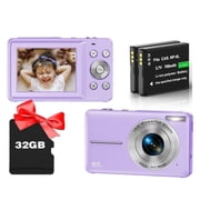 Digital Camera Anti-Shake, FHD 1080P Kids Camera with 32GB Card, Portable Digital Camera for Kids 16X Zoom Fill Flash, Small Point and Shoot Camera, Compact Vlogging Camera for Teens Boys Girls Gift