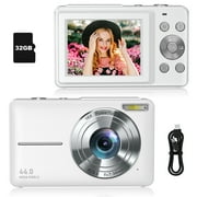 Digital Camera Anti-Shake, FHD 1080P Kids Camera with 32GB Card, Portable Digital Camera for Kids 16X Zoom Fill Flash, Small Point and Shoot Camera, Compact Vlogging Camera for Teens Boys Girls Gift