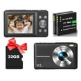 thumbnail image 1 of Digital Camera Anti-Shake, FHD 1080P Kids Camera with 32GB Card, Portable Digital Camera for Kids 16X Zoom Fill Flash, Small Point and Shoot Camera, Compact Vlogging Camera for Teens Boys Girls Gift, 1 of 7