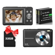 Digital Camera Anti-Shake, FHD 1080P Kids Camera with 32GB Card, Portable Digital Camera for Kids 16X Zoom Fill Flash, Small Point and Shoot Camera, Compact Vlogging Camera for Teens Boys Girls Gift