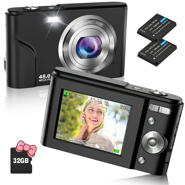 Digital Camera Autofocus w/ 32GB 2 Batteries, FHD 1080P 48MP 16X Zoom