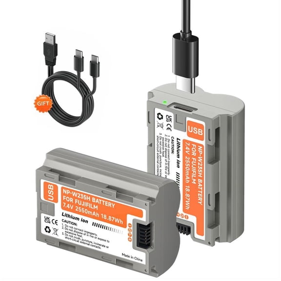 Digital Camera Battery 2 Pack NP-W235 Battery Bulit-in USB for NP-W235 Fujifilm X-T5 X-T4 X-H2S X-H2 GFX50SII GFX100S VG-XT4 X-S20-4266 Cameras with USB-C Input