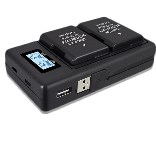 Digital Camera Battery Charger 2 Pack ENEL14 EL14a Batteries with USB LCD Smart Charger for Nikon D3100 D3200 D3300 D5100 D5500 D5300 P7000 P7700 P7800