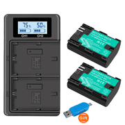 Digital Camera Battery Charger 2 Pack LP-E6 Replacement Battery and Rapid Dual USB Battery Charger for Canon EOS 5D Mark II/III/IV, 5DS, 5DS R, 6D, 7D, 7D Mark II, 60D, 60Da, 70D, 80D, XC10