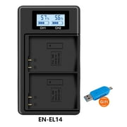 Digital Camera Battery Charger EN EL14 EL14a LCD USB Dual Charger for Nikon D3100 D3200 D3300 D5100 D5200 D5300 P7000