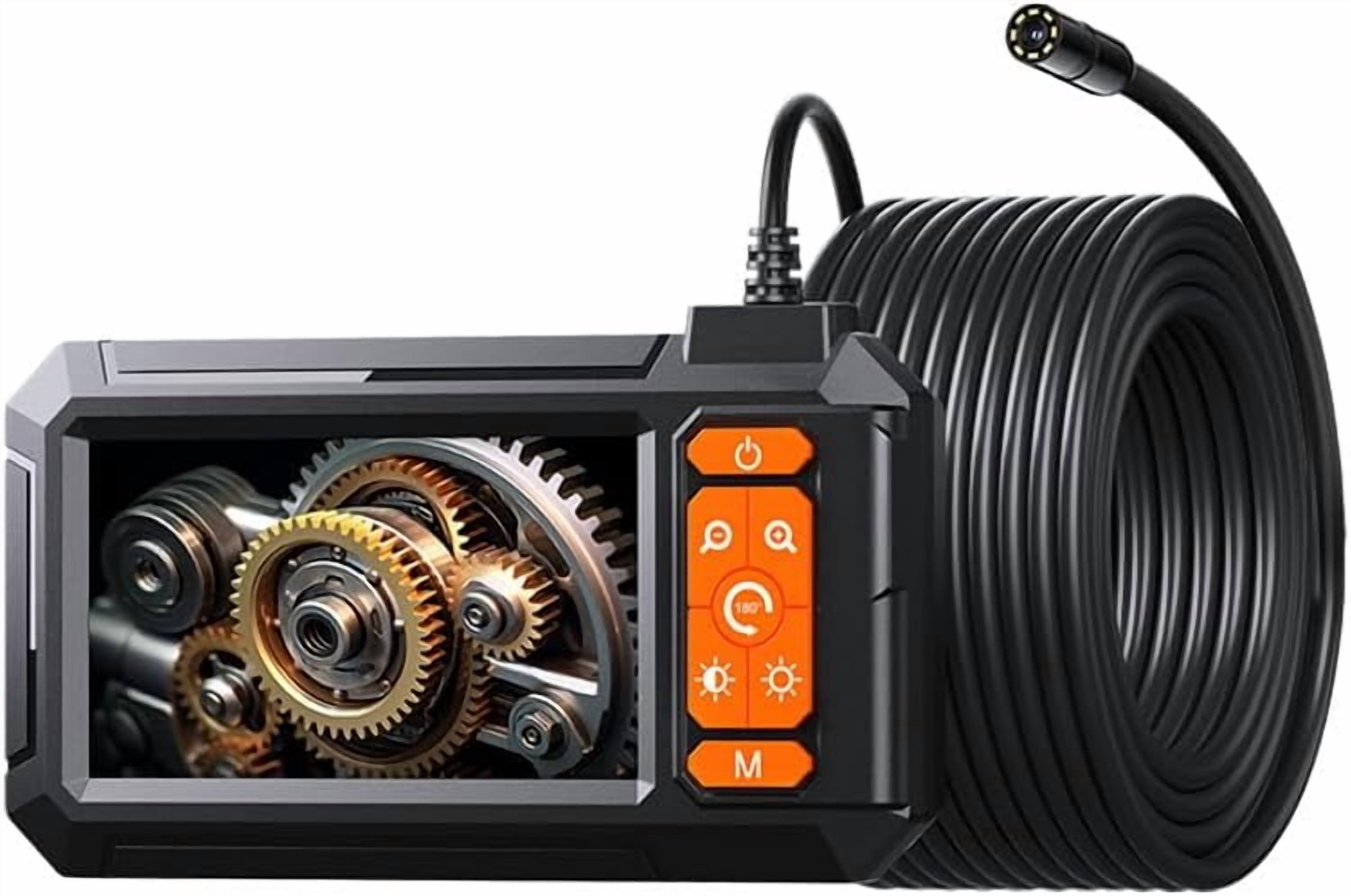 Digital Camera Borescope, Endoscope Camera with 4.3" IPS 1920P HD Screen, 16.4FT Long with 8 LED Lights 8MM Semi-Rigid Cord Waterproof Bore Scope