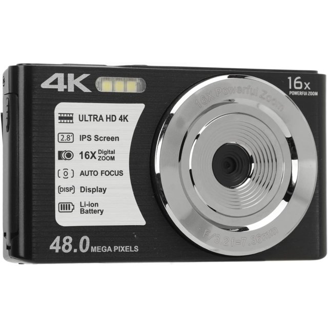 Digital Camera, Built In Fill Light Compact Camera Rechargeable Lithium