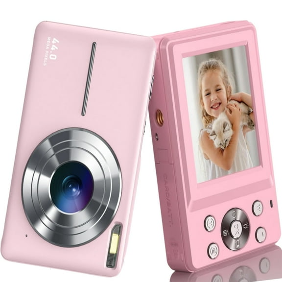 Digital Camera Camcorder 44MP HD 1080P 16X Digital Zoom with 2.4 Inch LCD Screen Compact Beginner Camera-Pink