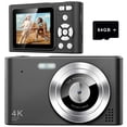 thumbnail image 1 of Digital Camera, Camera for Kids, UHD 4K 48MP Point and Shoot Digital Cameras with 64GB SD Card and 16X Digital Zoom Anti Shake, Compact Portable Small Gift for Boys Girls Students, Black, 1 of 8