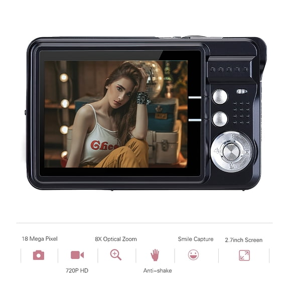 Digital Camera,Camera Video 18mp Tft Screen Cable Kids Teens 18mp 8x 720p Camera Video Battery With Portable 720p Camera 8x -shake 2.7 With Carry Built-in Battery Leeofty