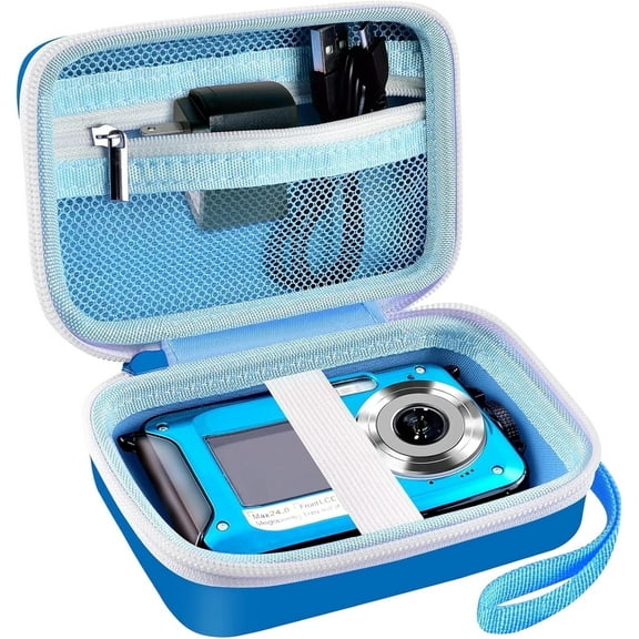 Digital Camera Bag Compatible with CAMKORY/for YISENCE/for Kodak Pixpro/for Canon PowerShot ELPH 180 190/ for Sony DSCW800 DSCW830 Kids Camera  -Blue