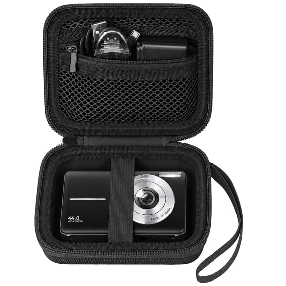 Digital Camera Case Compatible with VAHOIALD FHD 1080P/ for CAMKORY Digital Point and Shoot/for KODAK PIXPRO FZ45-BK 16MP Vlogging/for IWEUKJLO/for Nsoela, Holder for SD Card More- Black (Box Only)