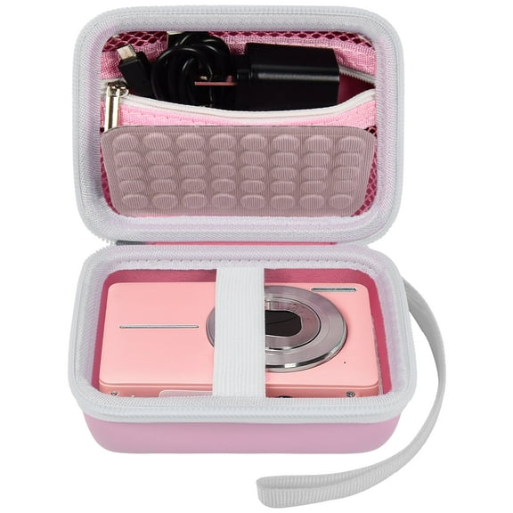 Digital Camera Case Compatible with CAMKORY for WONNIE Point & Shoot Cameras, Small Compact Camera Pouch for SD Card Accessories-Pink (Box Only)