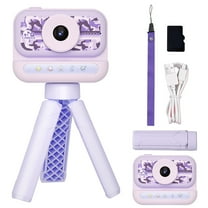Digital Camera Clearance, Kids Camera With Flip-up Lens For Selfie Video HD Kids Digital Camera With Tripods Toddler Camera With 32GB Card Ideal Birthday Toy For 3-8 Years Old Kids