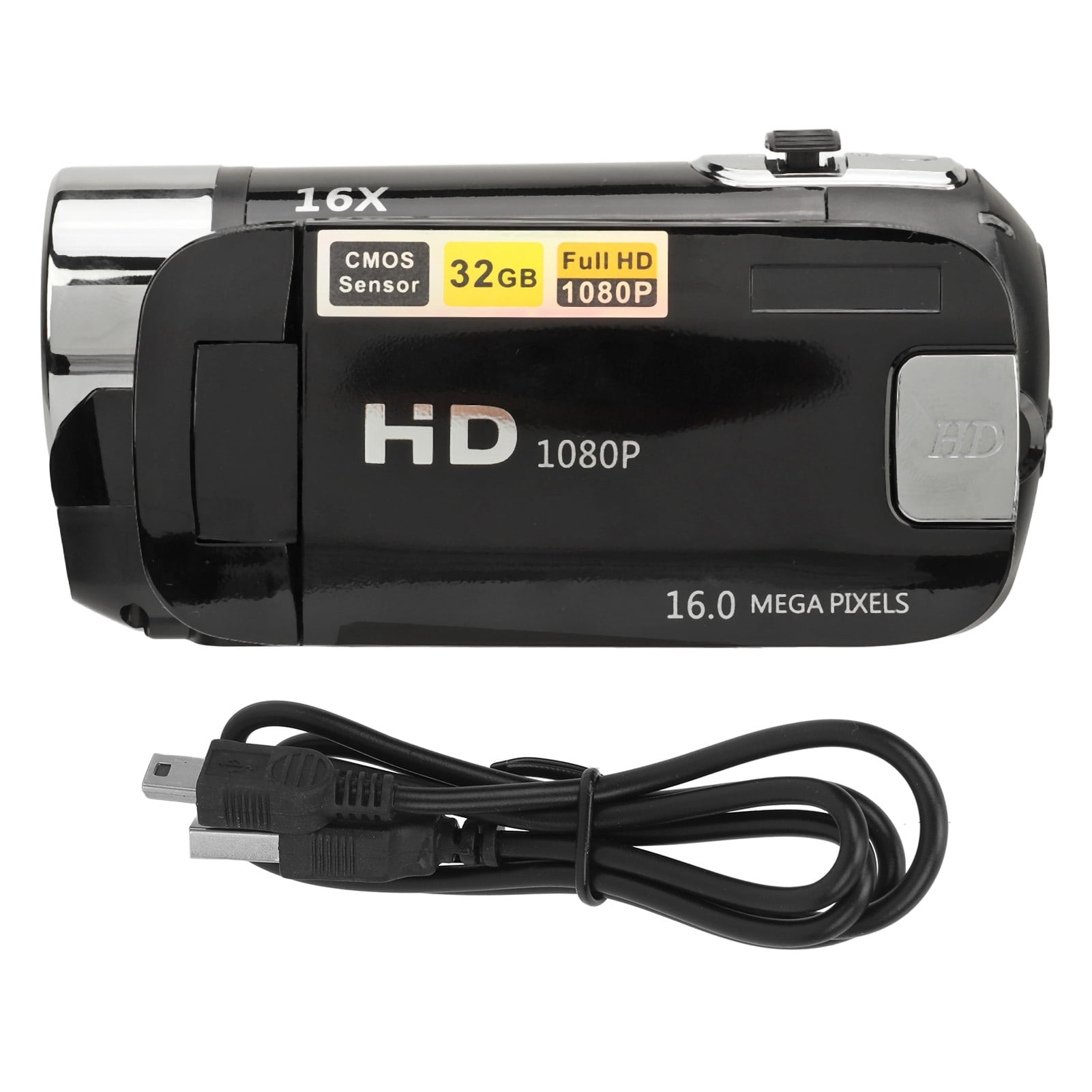 Digital Camera,Digital Camera 2.4 Inch Rotatable Screen Camcorder 16X Zoom HD Video Recorder with Fill Light, Anti Shake,Portable Video Recorder for Boys Girls D90 1080P 16MP (Black)